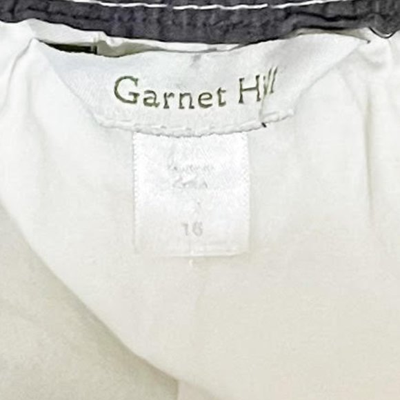 Garnet Hill SZ 16 White Cotton Silk Scoop Neck Grey Neckline Short Sleeve Tunic - Picture 5 of 7